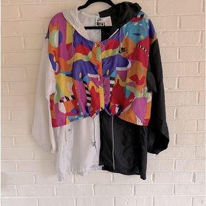 True 90’s Vintage Nike Elite Nylon multi colored abstract windbreaker